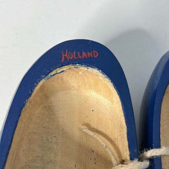 VZ Holland  Wooden Shoes Blue hand painted 22 - Picture 6 of 7